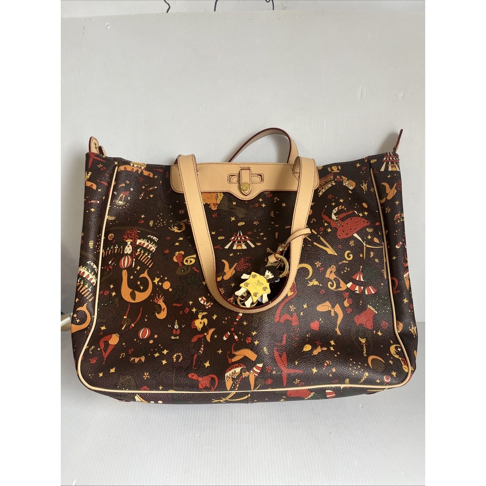 Piero Guidi Magic Circus Large Tote Bag Shoulder Purse Brown Vachetta Italy